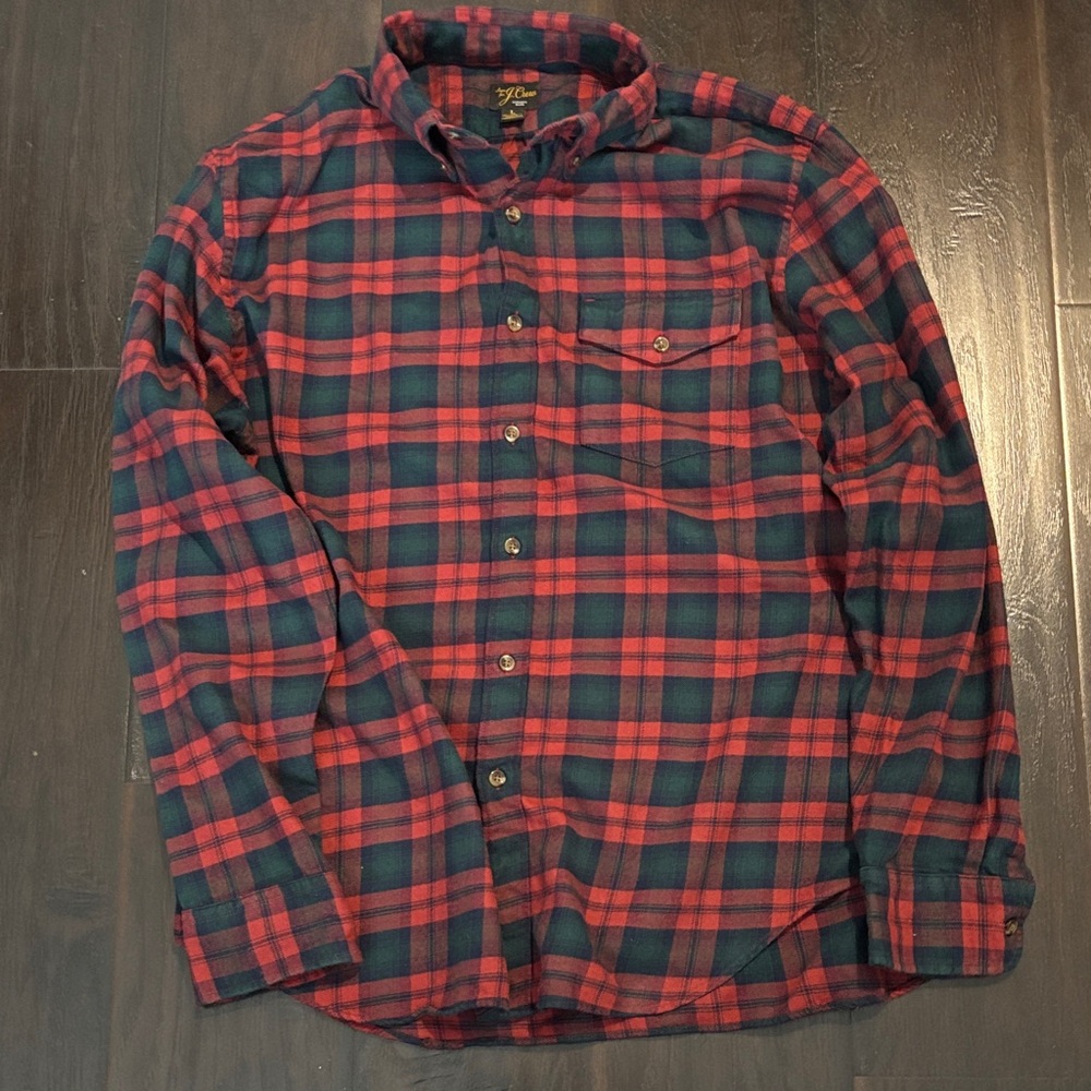 J. Crew Red and Black Plaid Casual Shirt